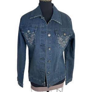 DANIEL Jeans Denim Jacket Blingy Embroidered Embelished Size M